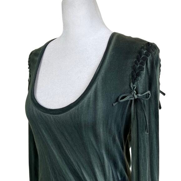 Fornarina LTD Vtg Y2K Tie-dye Scoop Neck Top Blouse Lace-up Shoulders Sequinned - Picture 3 of 16